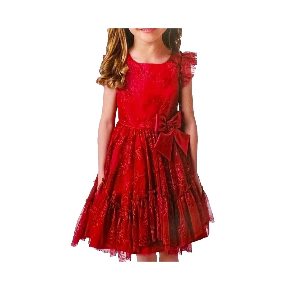 Jona Michelle Red Tiered Glitter Dress  Size 6  Holiday Formal Party Christmas